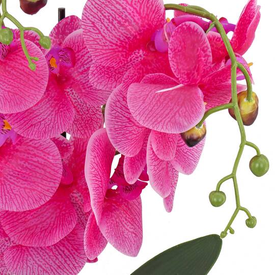 21" Pink Orchid Flower In White Basket